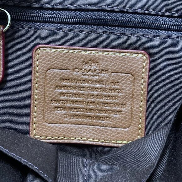 Auth COACH Luxury Signature File Bag F34938 Khaki Dark Brown PVC Leather - Picture 8 of 8